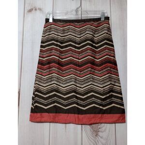Ladies‎ 2 Chevron Skirt Brown Beige Orange Geometric Pattern A Line Mod Style